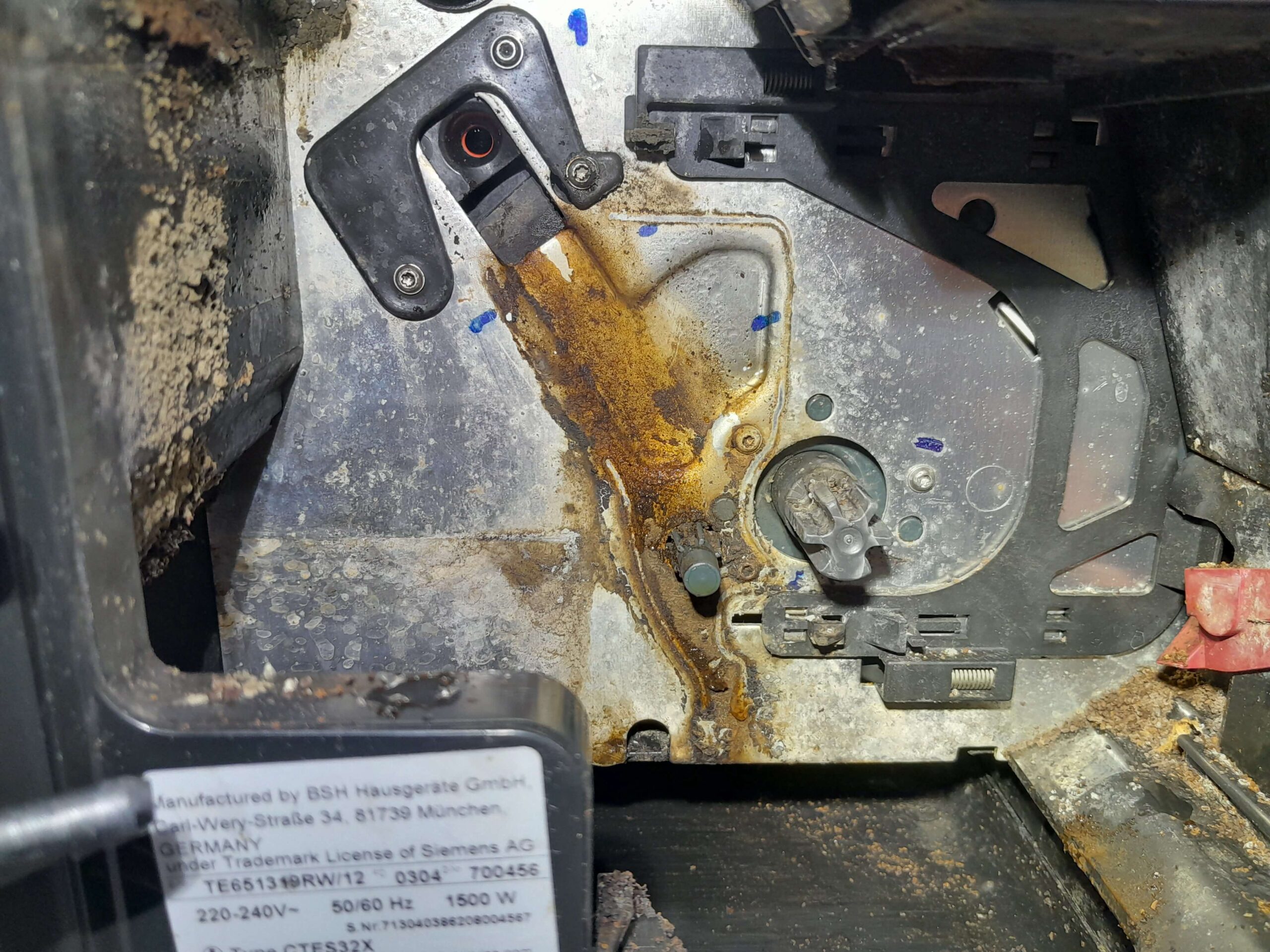 Ekspres Siemens w wyniku braku okresowego serwisu